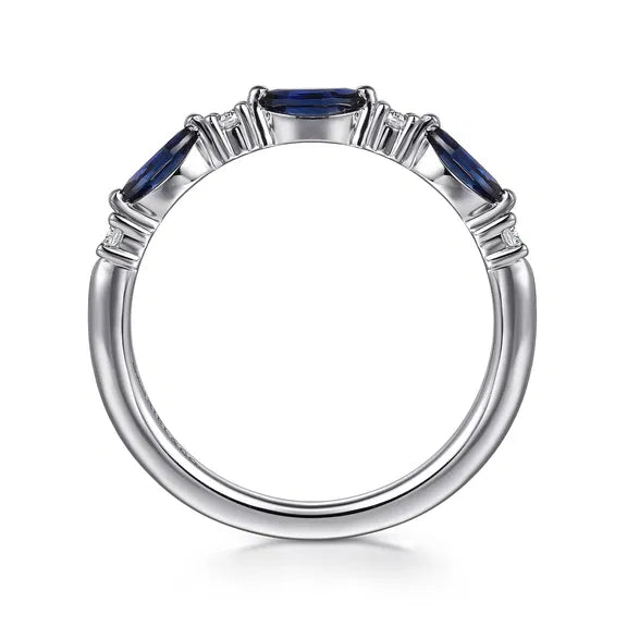 Wedding Band - White Gold Marquise Sapphire and Diamond.
