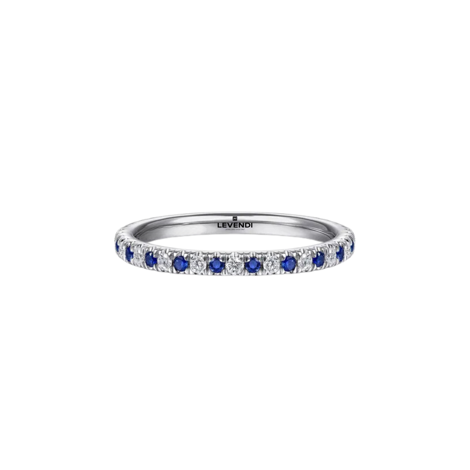 Wedding Band - White Gold Diamond and Sapphire.