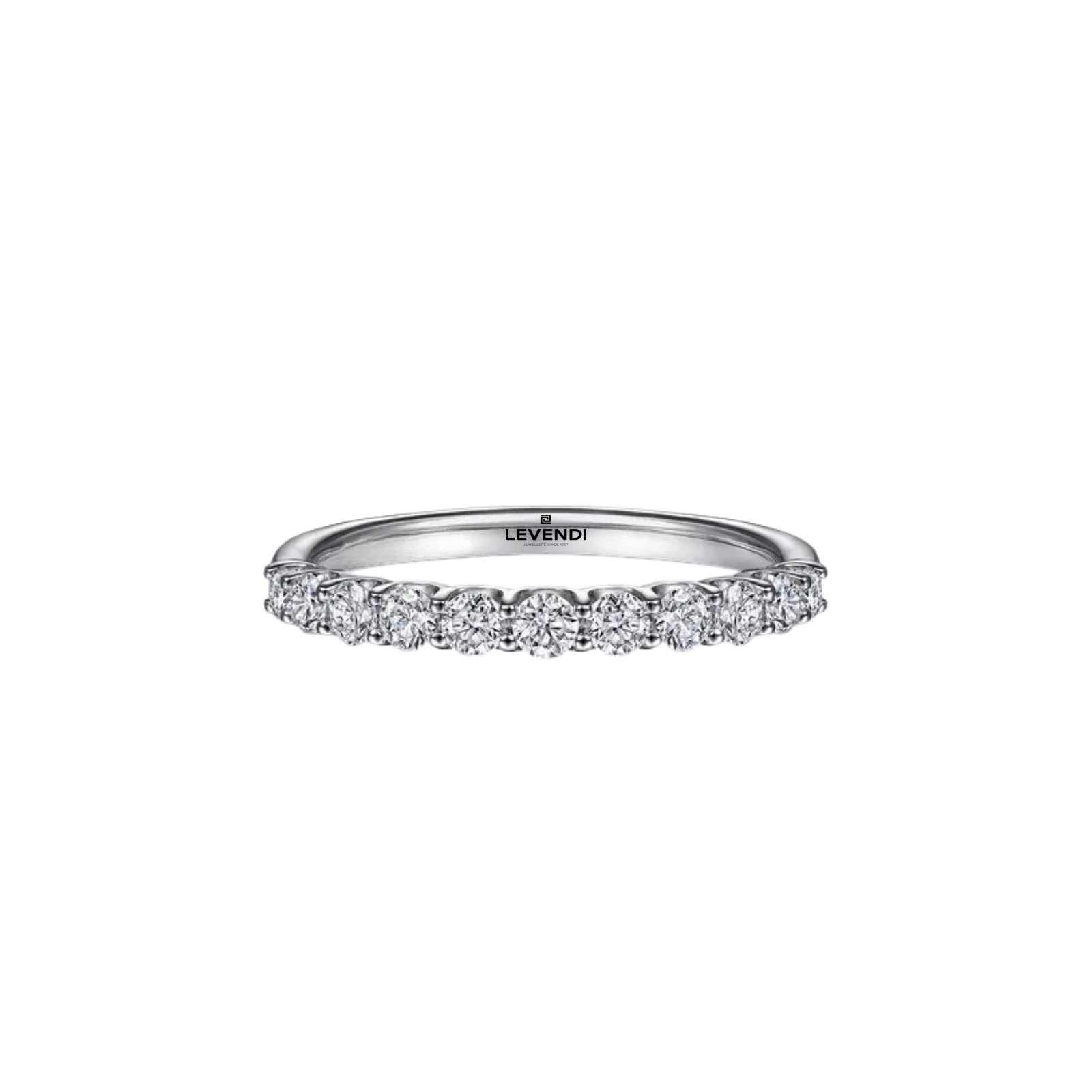Wedding Band - White Gold Round 11 Stone Diamond