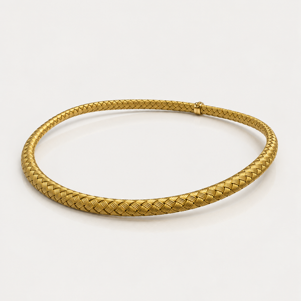 Braided Satin Finish Hand Made Omega Necklace – three-quarter view