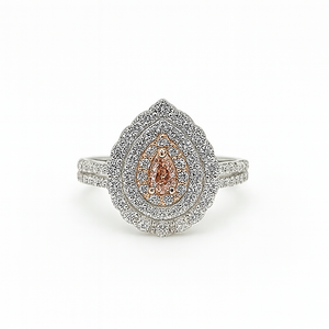 Pink Diamond Pear Shape Halo Engagement Ring