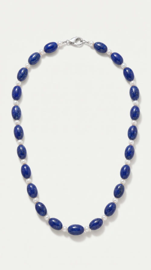 Akoya Pearl & Lapis Lazuli Strand Necklace — Levendi Jewellers