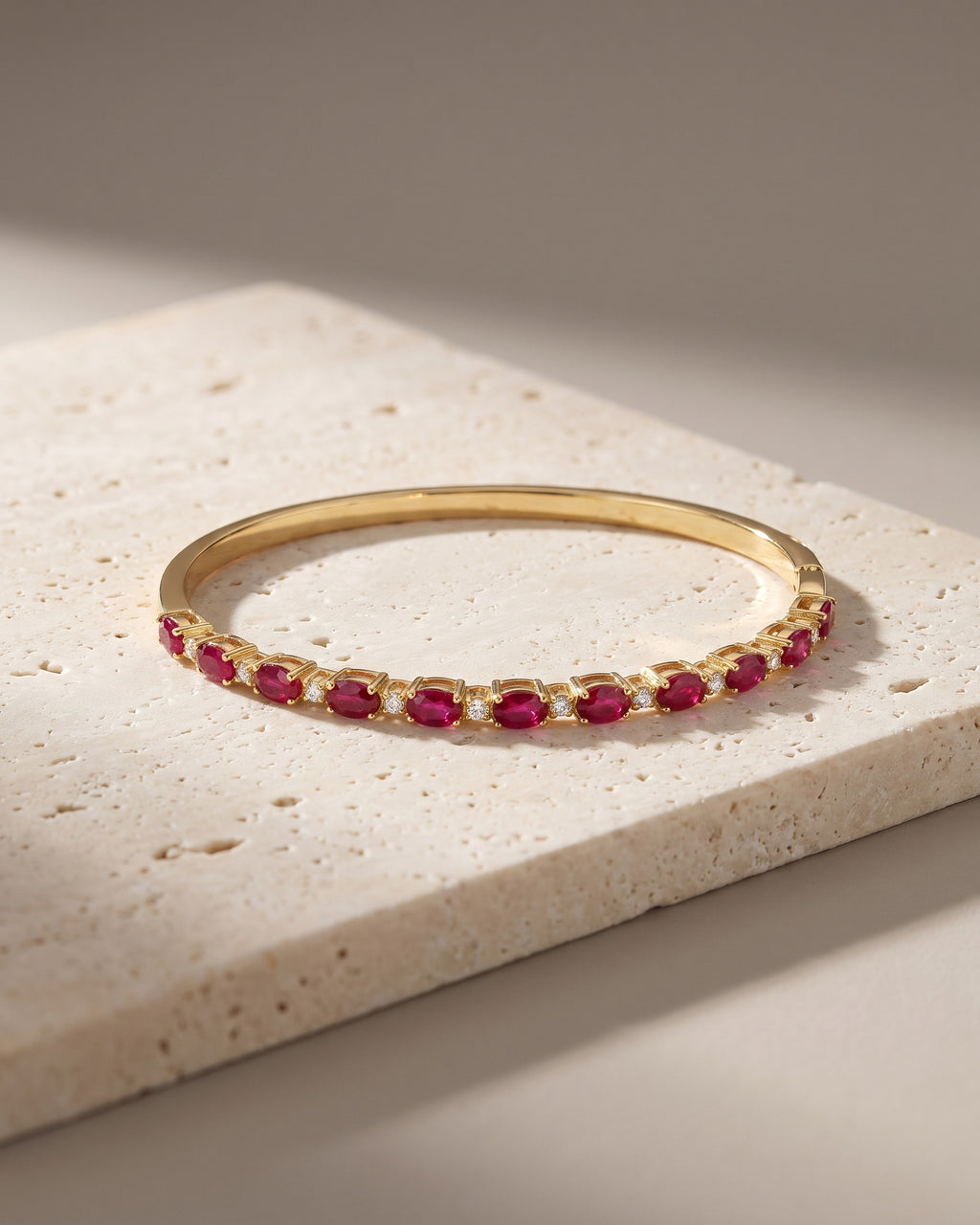 Alternating Ruby & Diamond Bangle — Levendi Jewellers