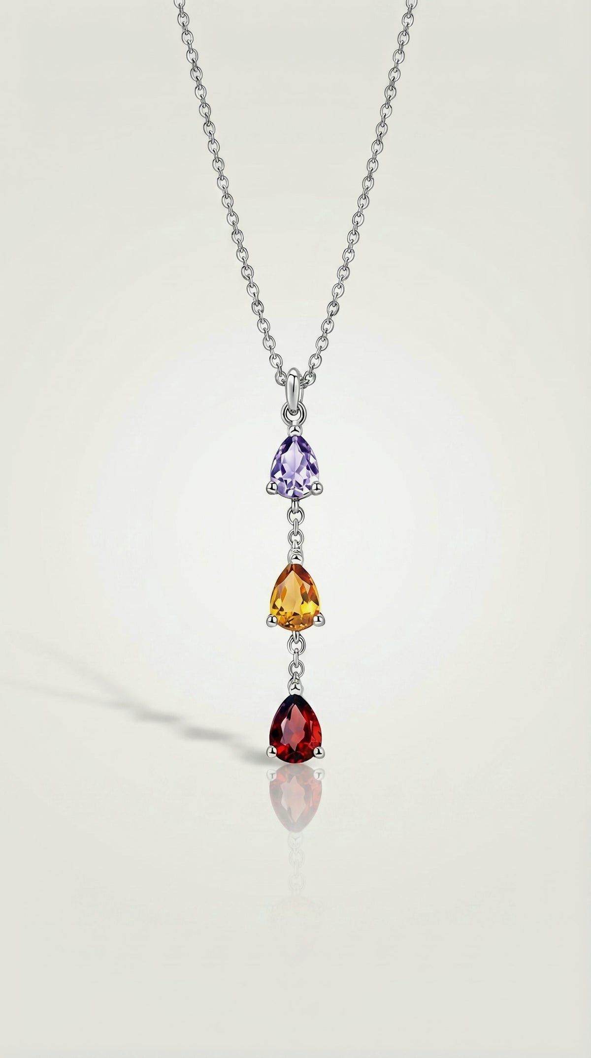 Rainbow Drop Pear Shape Necklace