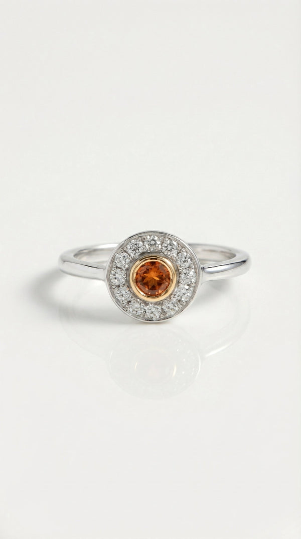 Champagne Diamond Halo Ring