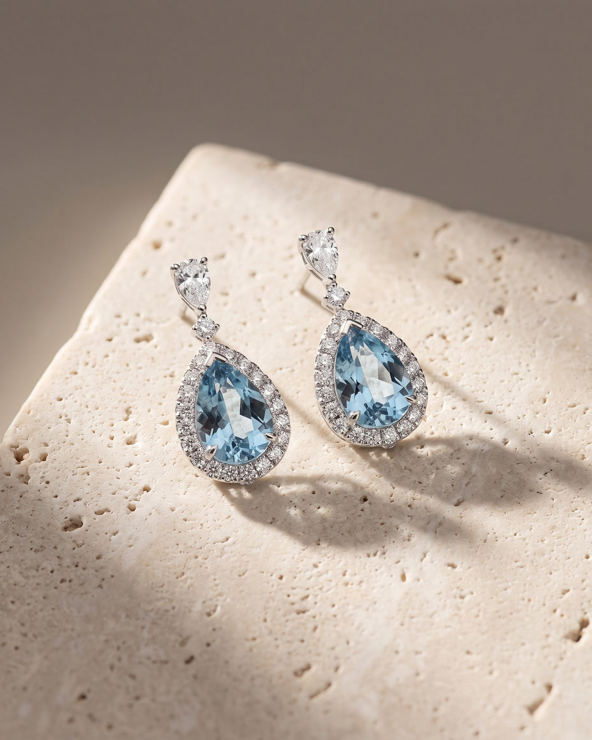 Aquamarine & Diamond Drop Earrings — Levendi Jewellers