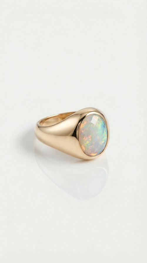 Australian Boulder Opal Signet Ring