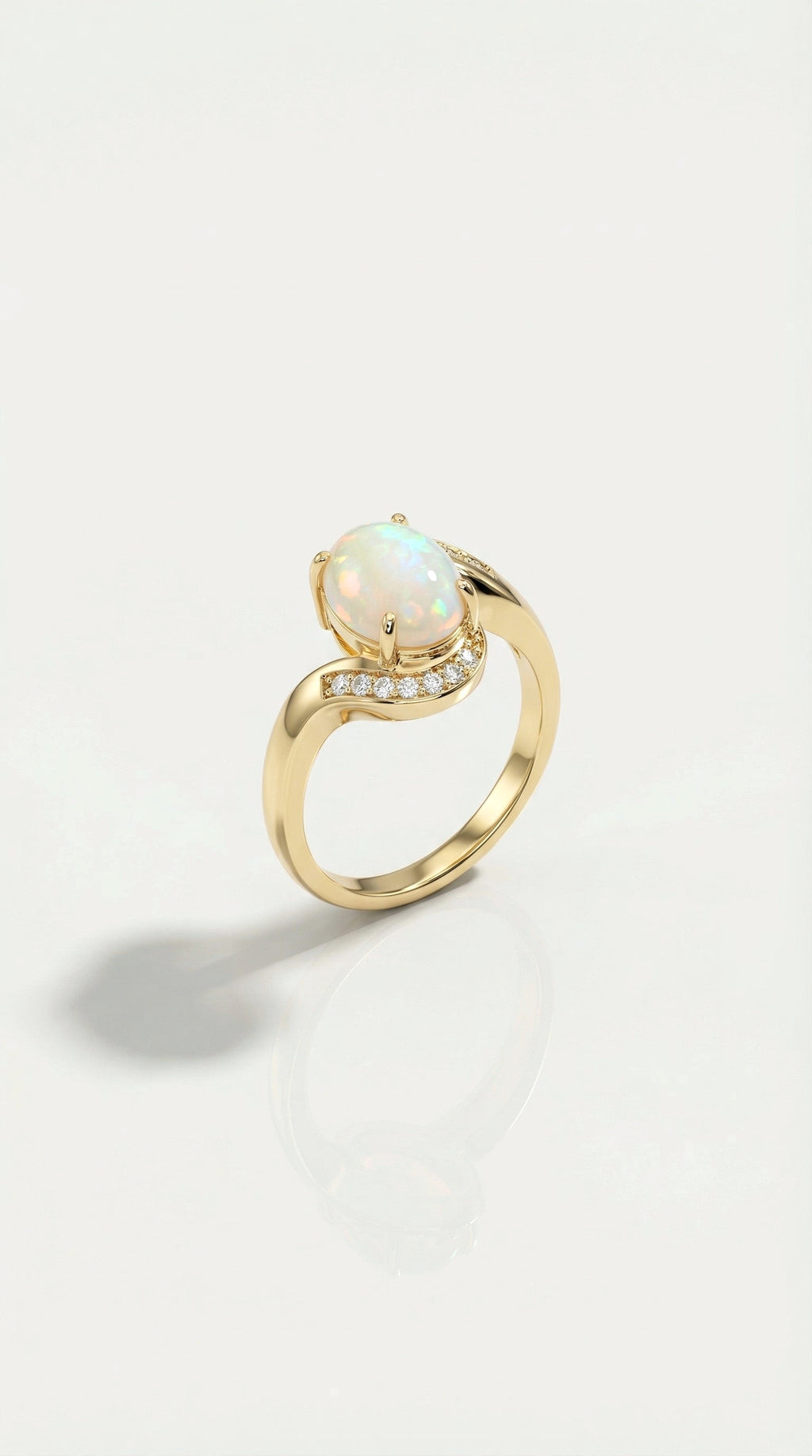 Australian Crystal Opal & Diamonds Ring