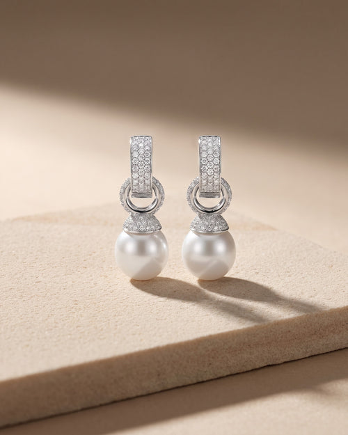 Australian South Sea Pearl Diamond Clip On Earrings — Levendi Jewellers