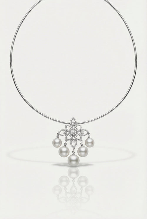 Australian South Sea Pearl & Diamond Victorian Pendant