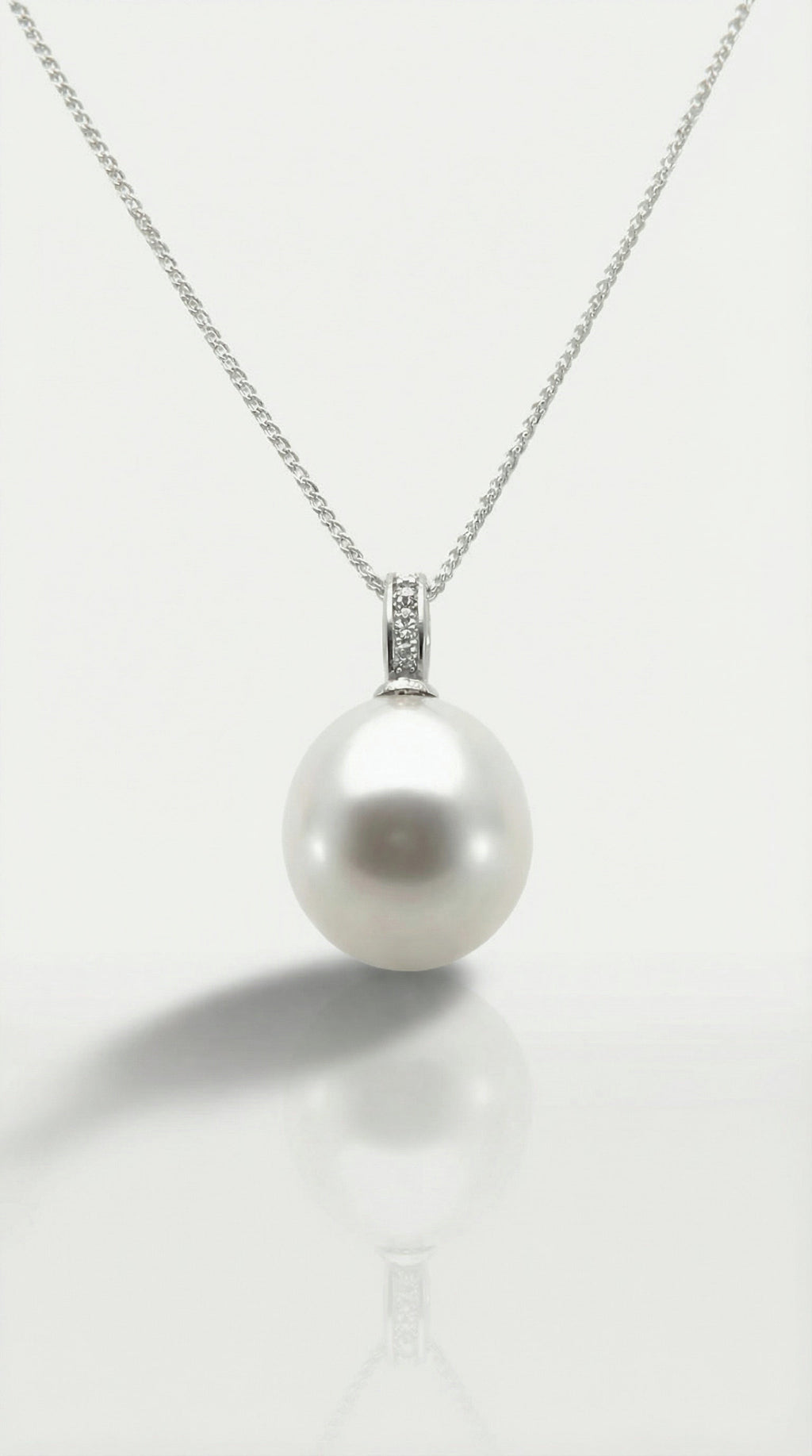 Australian South Sea Pearl - Round 12mm Diamonds Bail Pendant