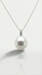 Australian South Sea Pearl - Round 12mm Diamonds Bail Pendant