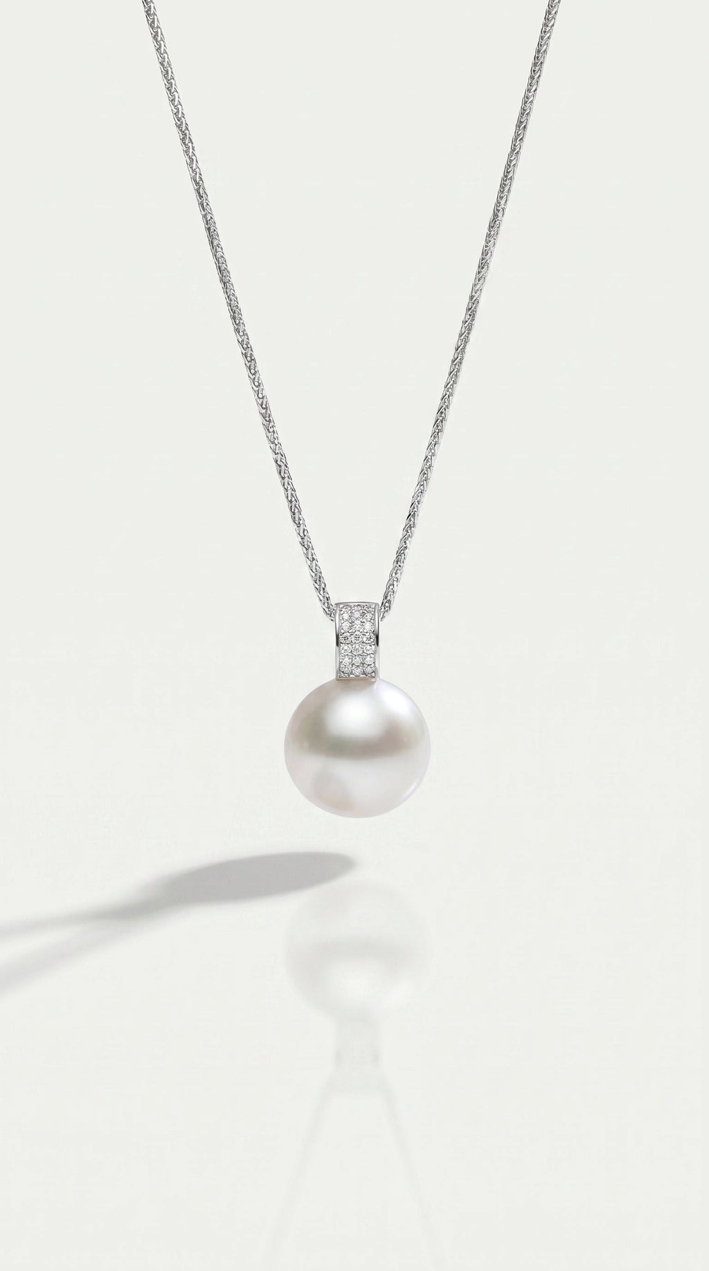 Australian South Sea Pearl - 13 mm Semi-Round Diamonds Bail Pendant – 18ct white gold