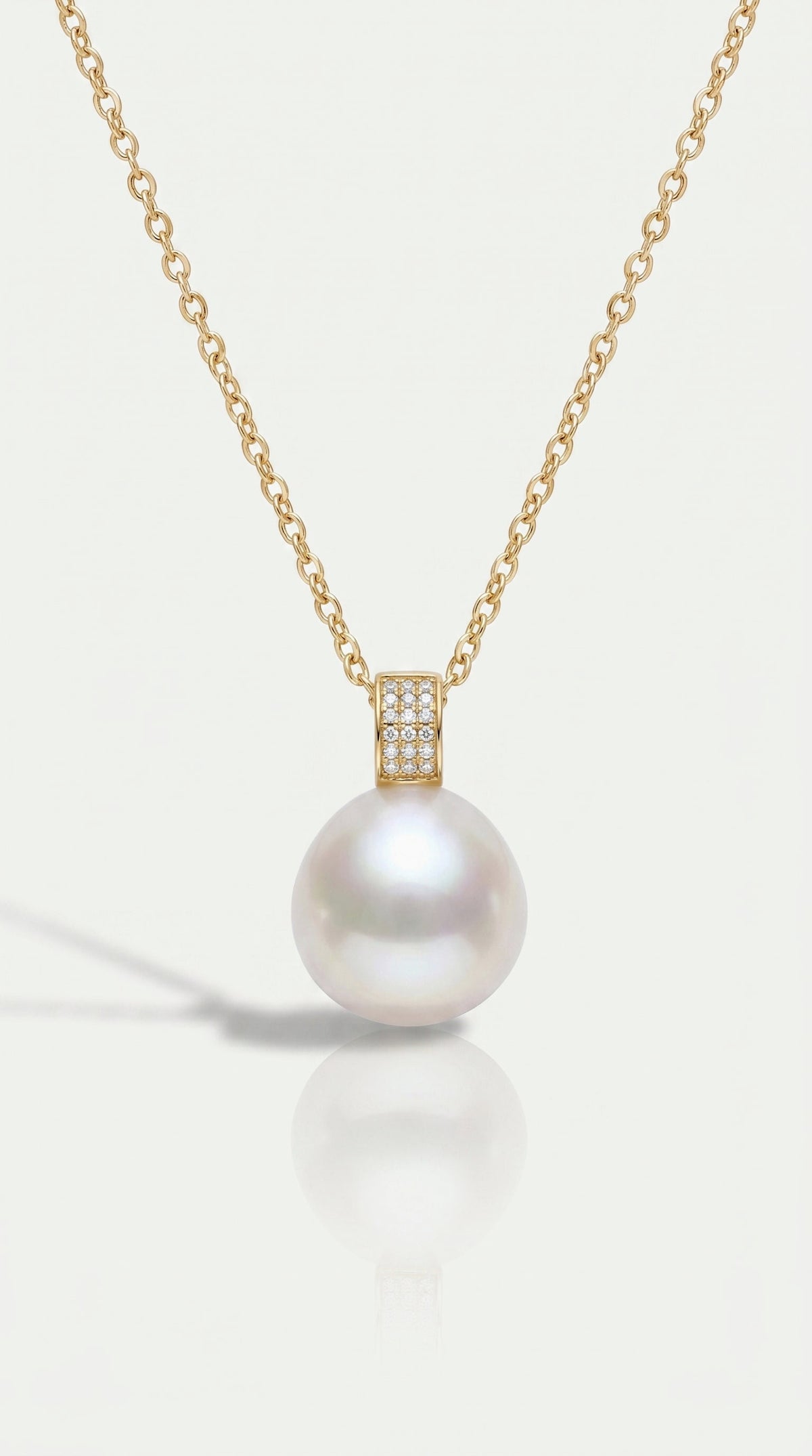 Australian South Sea Pearl - 13mm Semi-Round Diamonds Bail Pendant