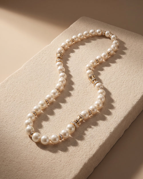 Australian South Sea Pearls Diamond & Gold Necklace — Levendi Jewellers