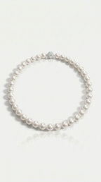Australian South Sea White Pearl Strand Necklace Graduated 10-12 mm Diamond Pavee Clasp