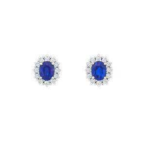 Blue Sapphire & Star Halo Earrings