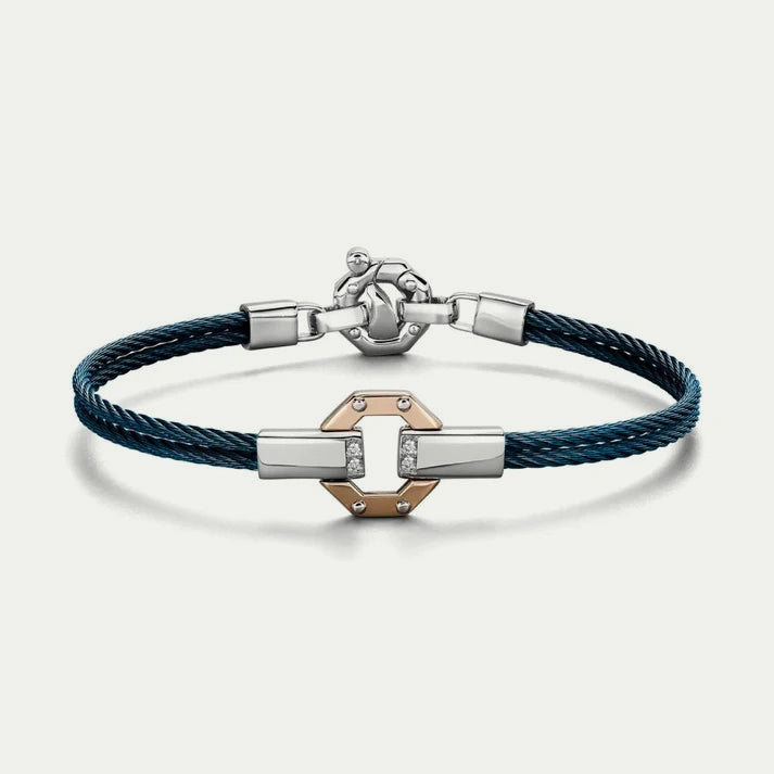 Baraka 316L  White Diamond Blue PVD Bracelet