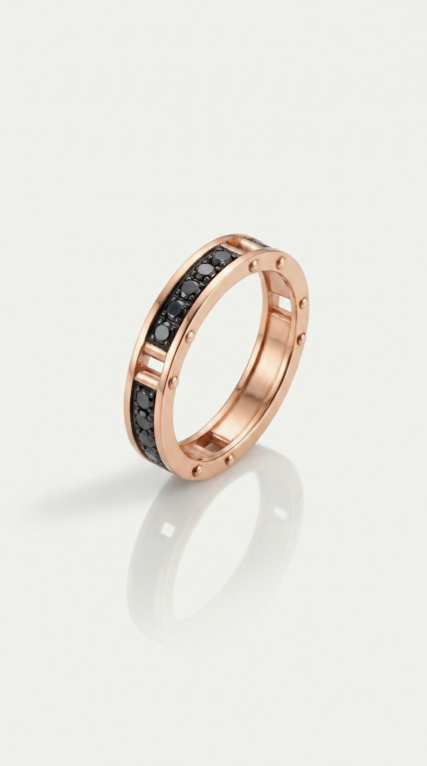 Black Diamonds & Rose Gold Ring
