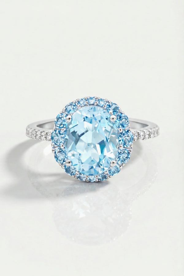 Sky Blue Topaz & Diamond Ring