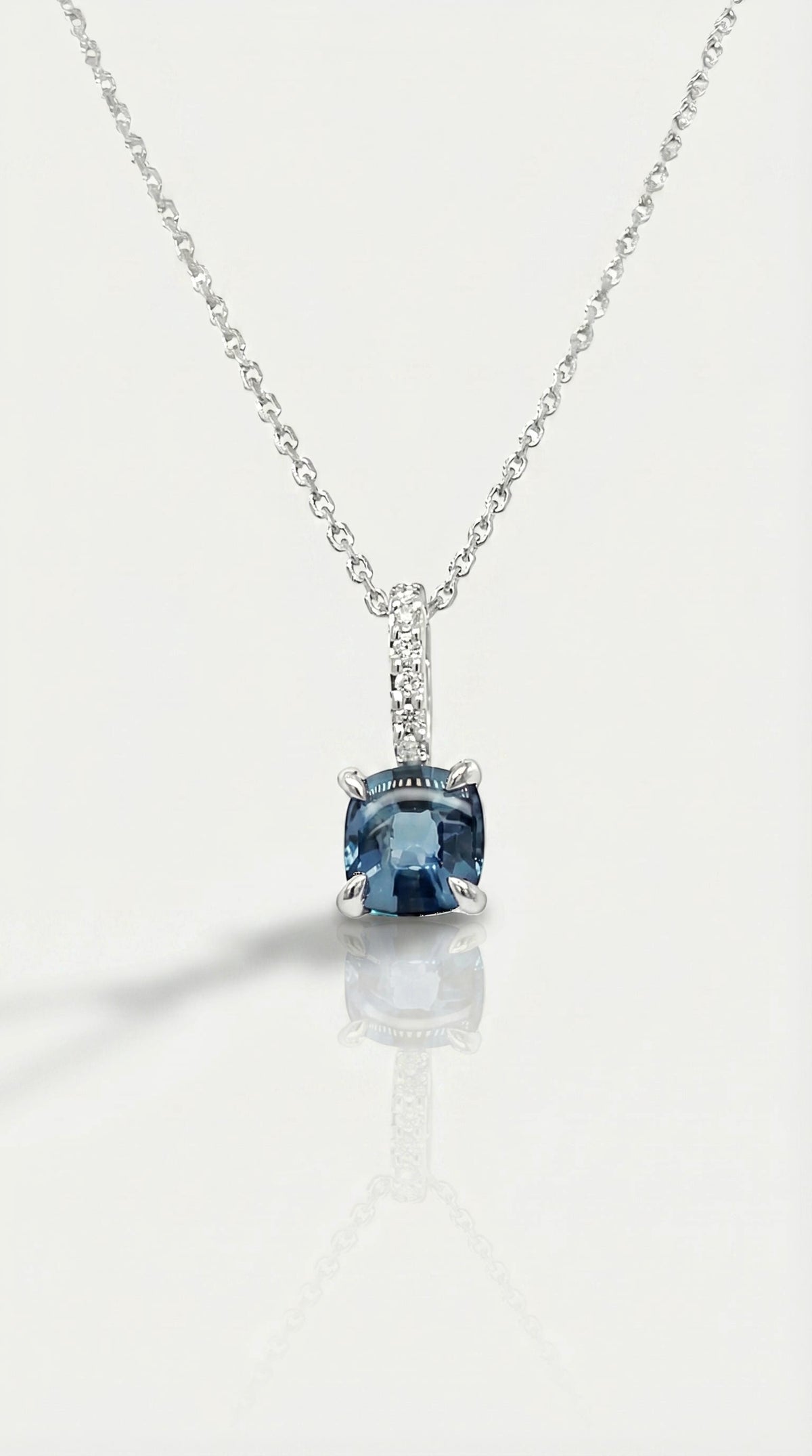 Blue Sapphire White Gold Necklace