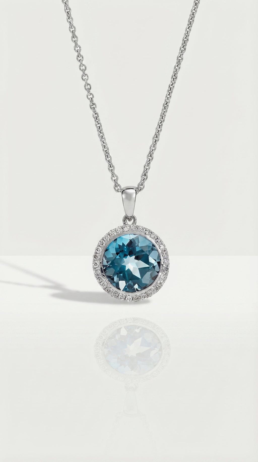 Blue Topaz & Diamond Pendant