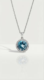 Blue Topaz & Diamond Pendant
