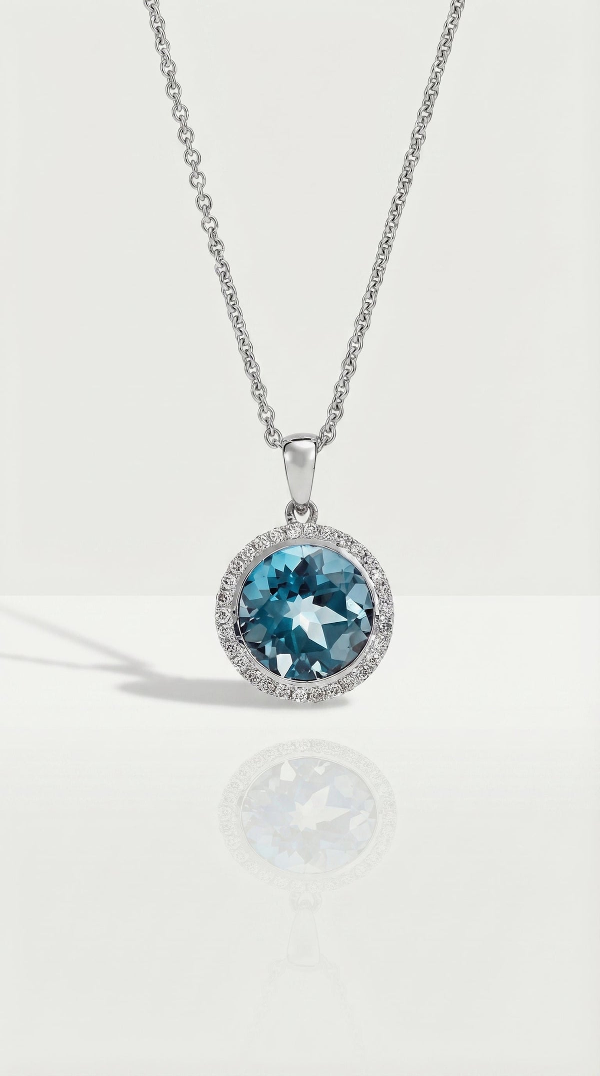 Blue Topaz & Diamond Pendant