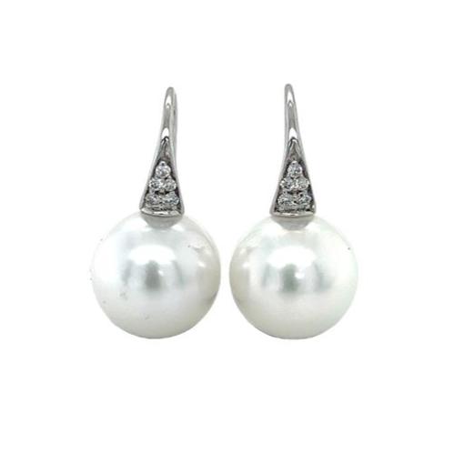 Australian South Sea Pearl Diamond Pave Drops Earrings