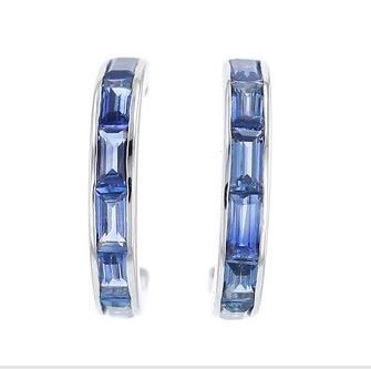 Rainbow Blue Sapphire Huggies Earrings