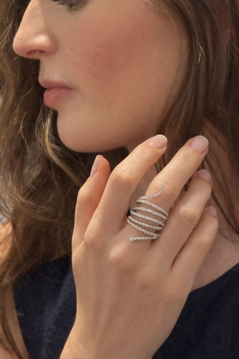 Serpentine Diamond Ring