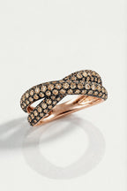 Champagne Diamond Crossover Pave Ring