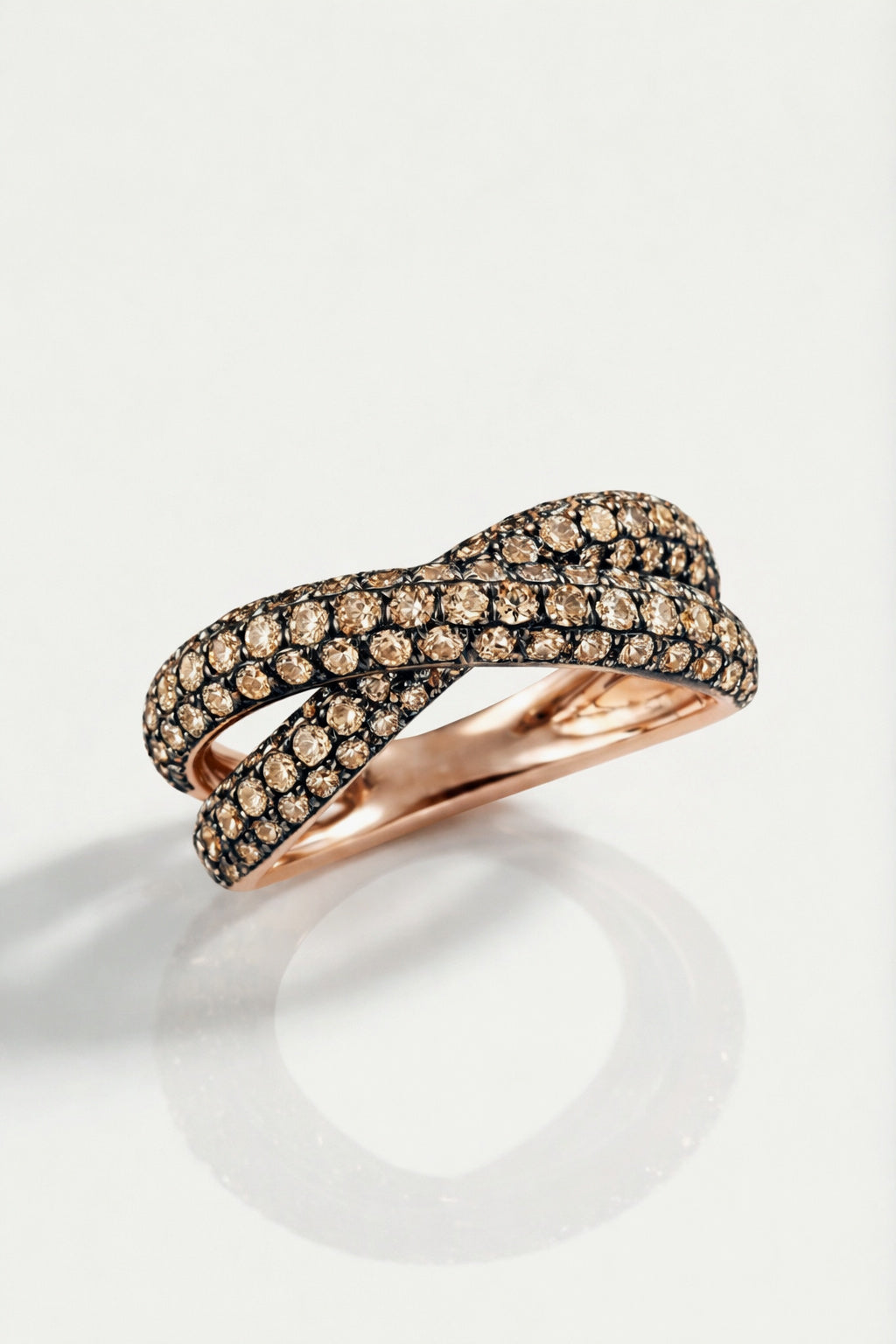 Champagne Diamond Crossover Pave Ring