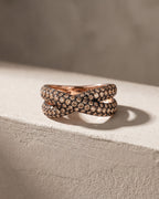 Champagne Diamond Crossover Pave Ring — Levendi Jewellers