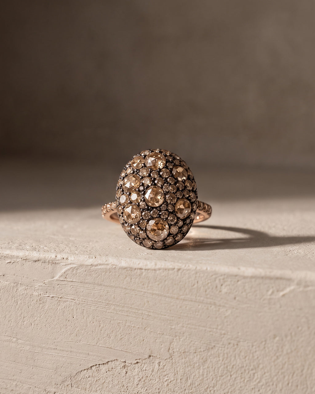 Champagne Diamond Rose Cut And Pave Ring — Levendi Jewellers