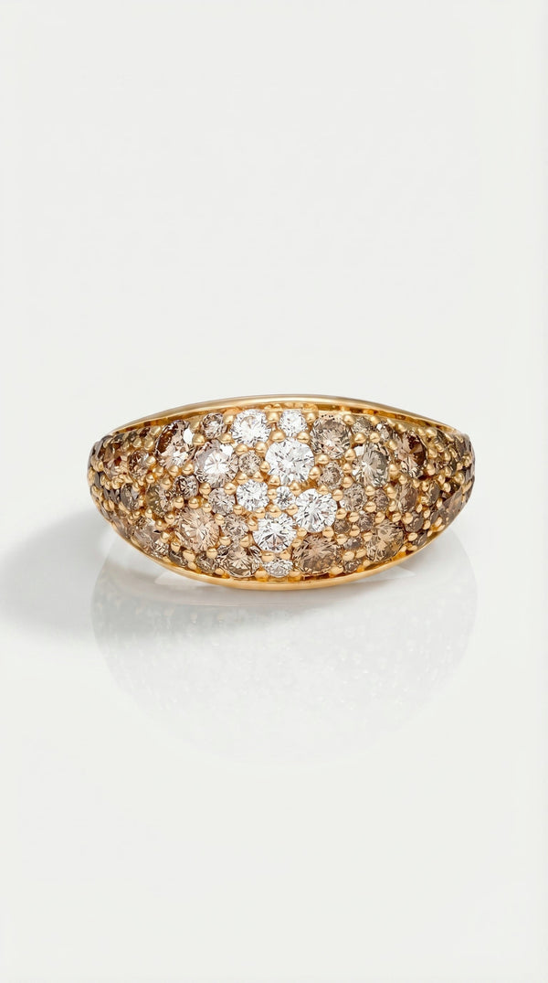 Champagne Diamonds Narrow Pave Signet Ring