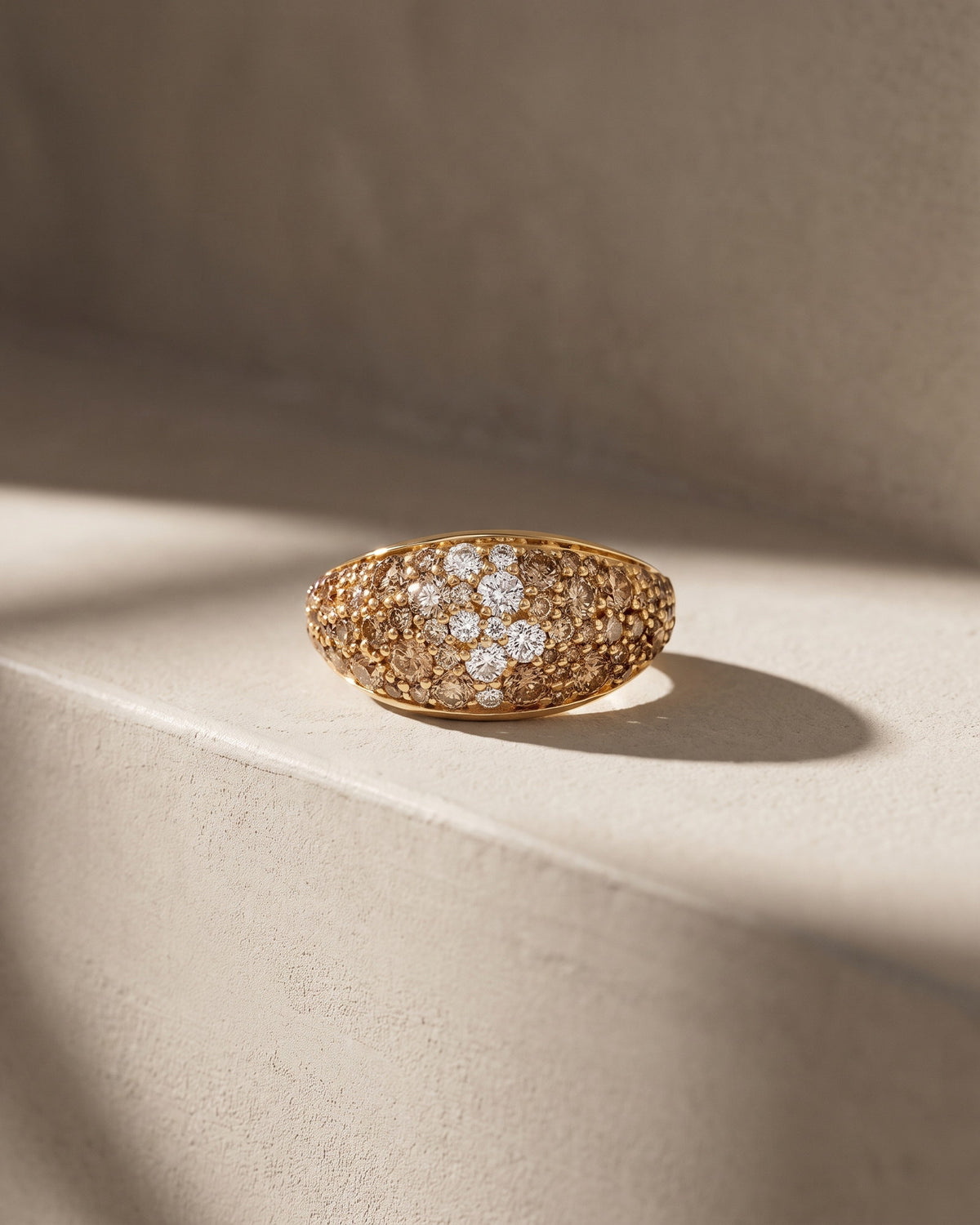Champagne Diamonds Narrow Pave Signet Ring — Levendi Jewellers