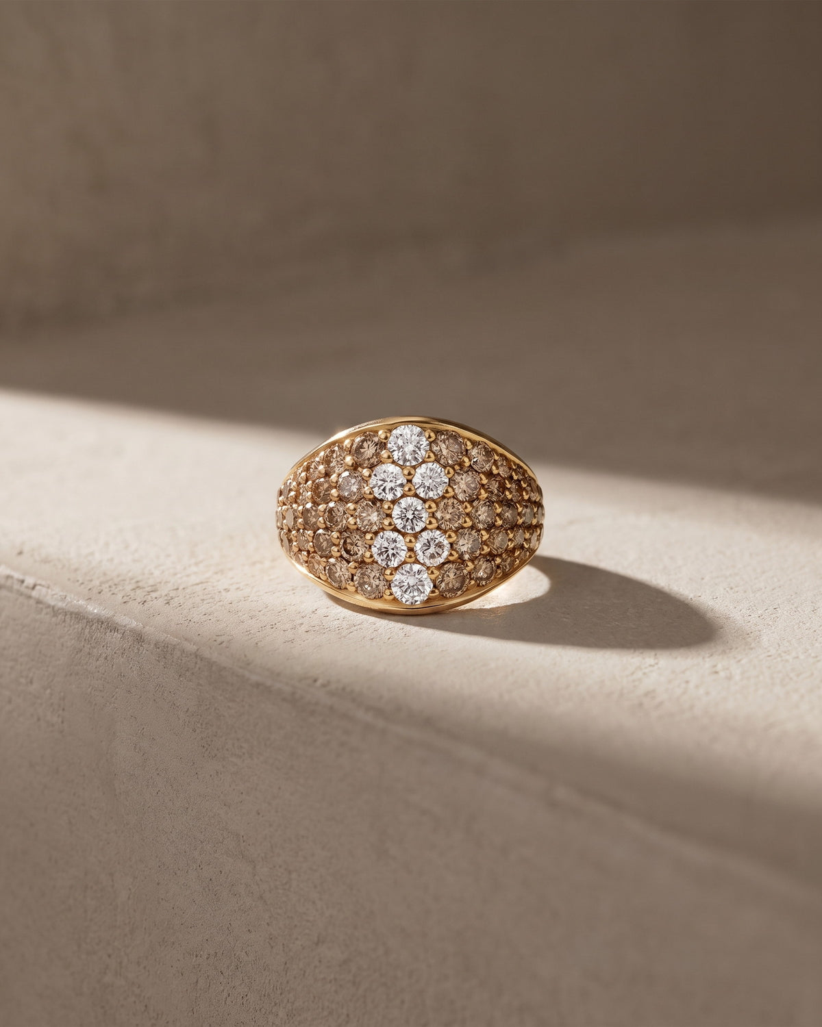 Champagne Diamonds Wide Pave Signet Ring — Levendi Jewellers