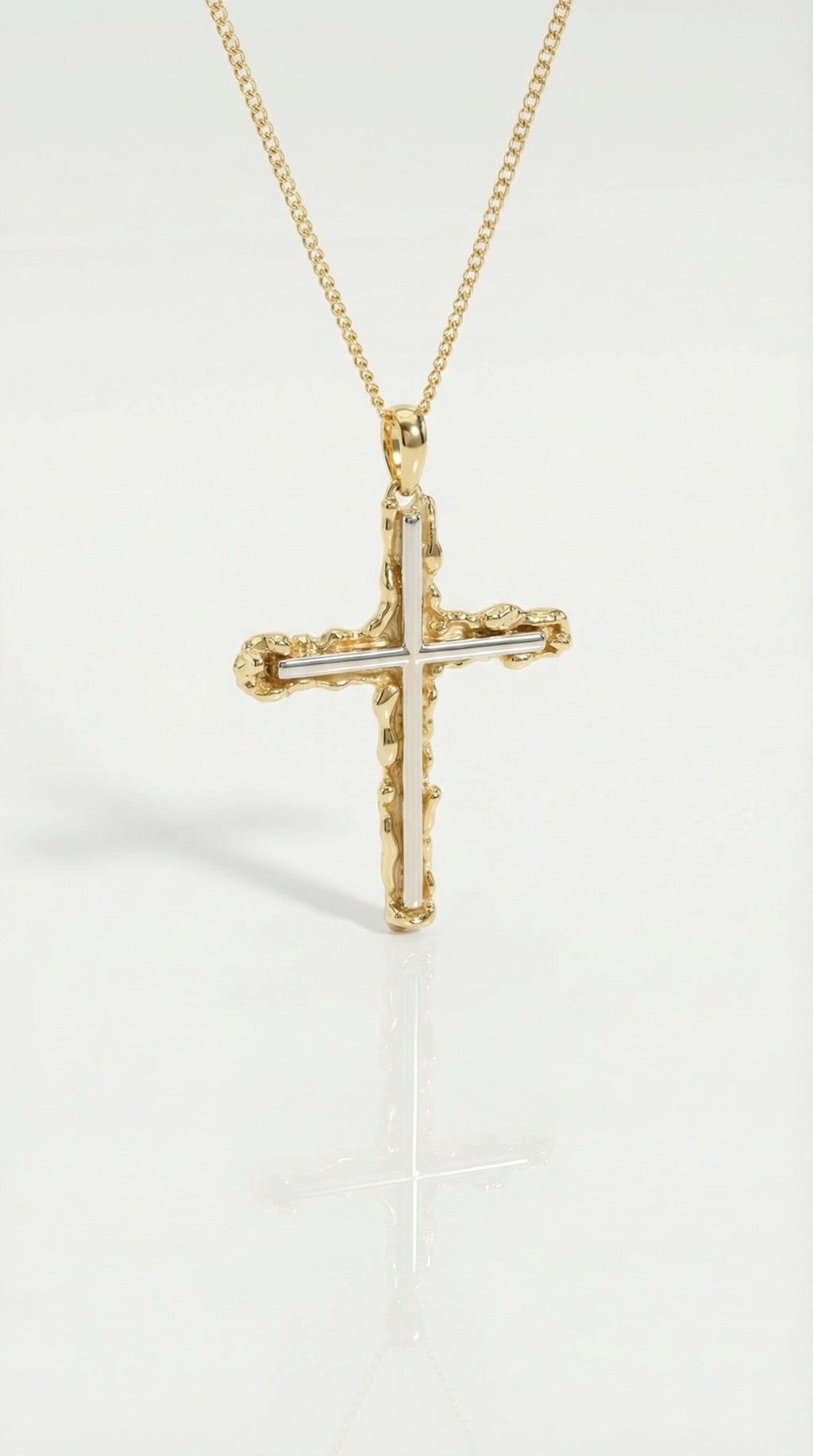 Yellow Gold Textured Cross