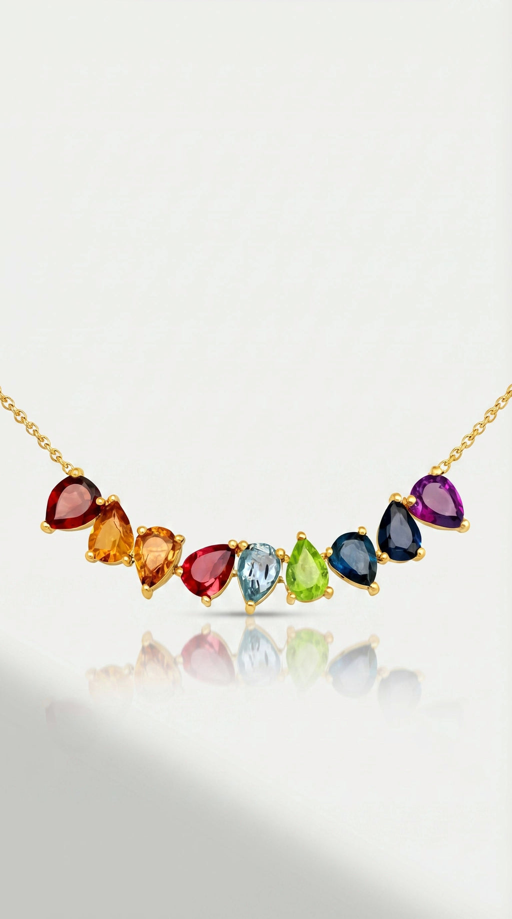 Rainbow - Gemstones Pear Shape Necklace