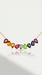 Rainbow - Gemstones Pear Shape Necklace