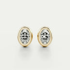 Classic Bezel Oval Cut Diamond Studs Earrings
