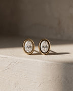Classic Bezel Oval Cut Diamond Studs Earrings — Levendi Jewellers