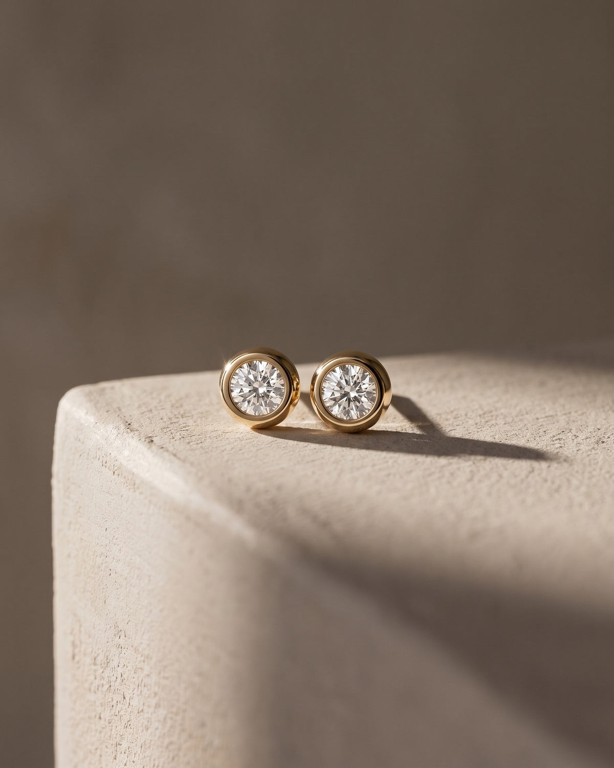 Classic Bezel Round Brilliant Cut Diamond Studs Earrings — Levendi Jewellers