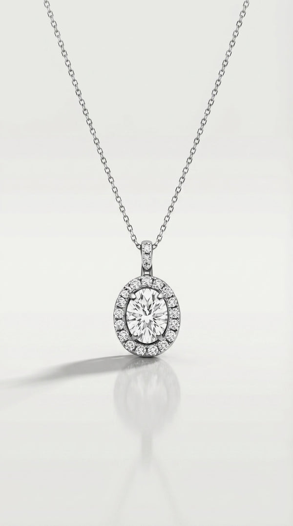 Classic - Oval Halo Diamond Pendant