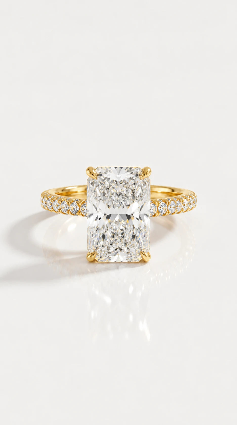 Levendi Classic - Radiant Diamond 5.00ct Engagement Ring – front view, yellow gold