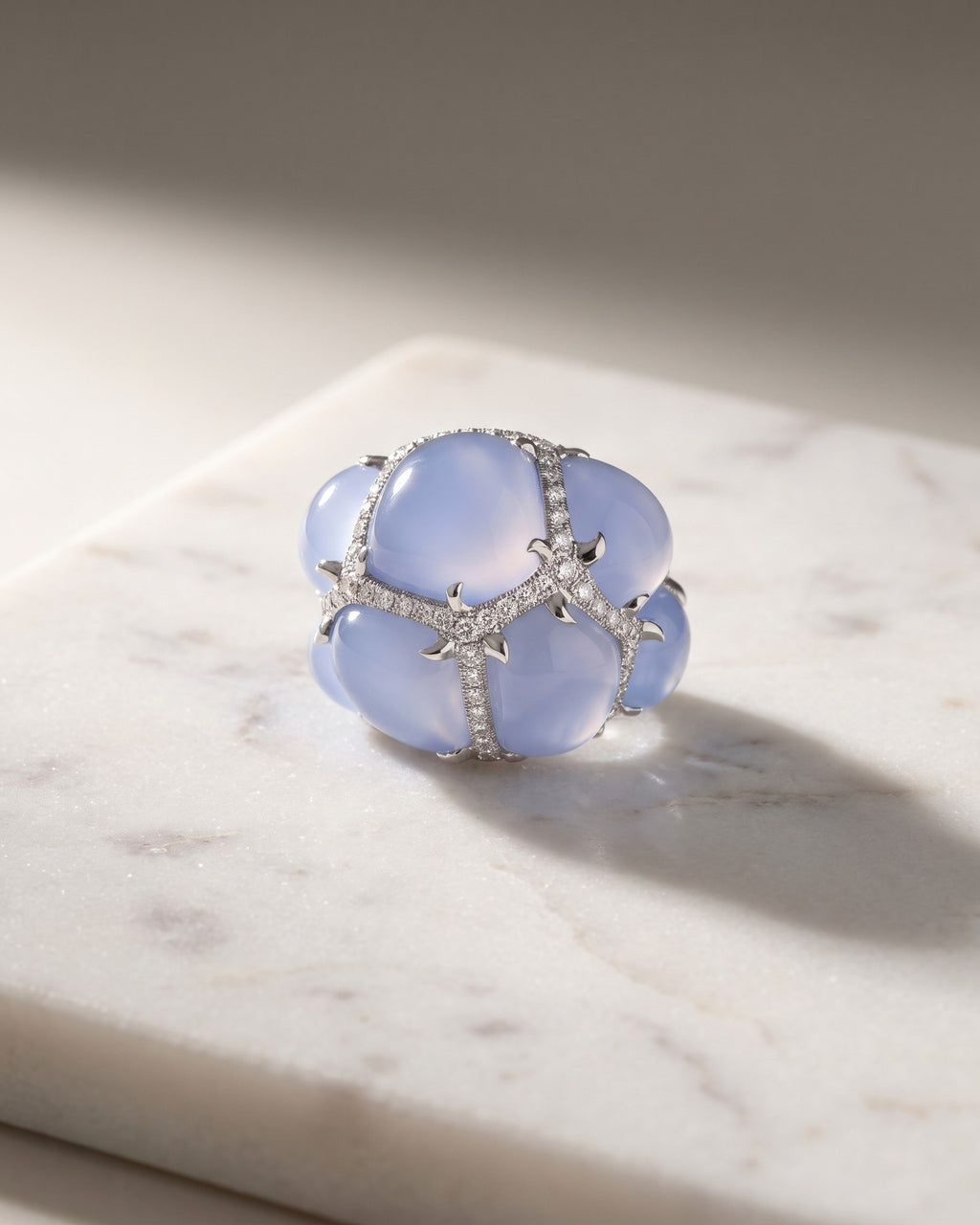 Cloud - Chalcedony & Diamonds Ring — Levendi Jewellers