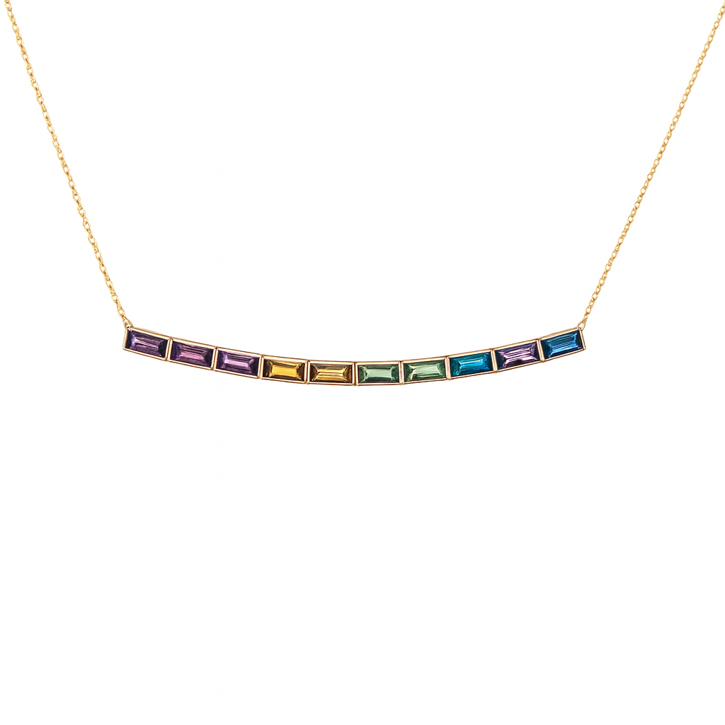 Rainbow Gemstones Baguette Pendant