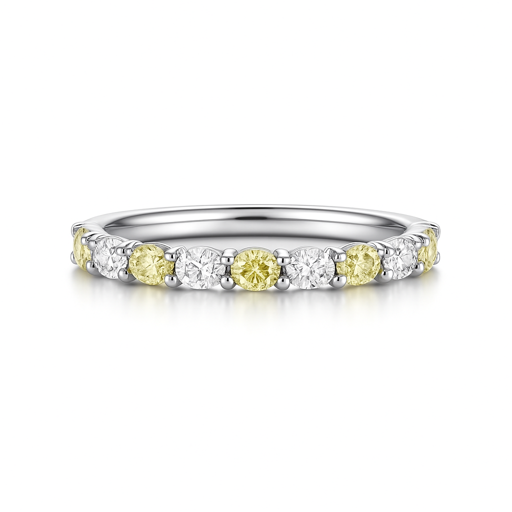Yellow Diamond & Diamonds Round Brilliant Cut Wedding Band
