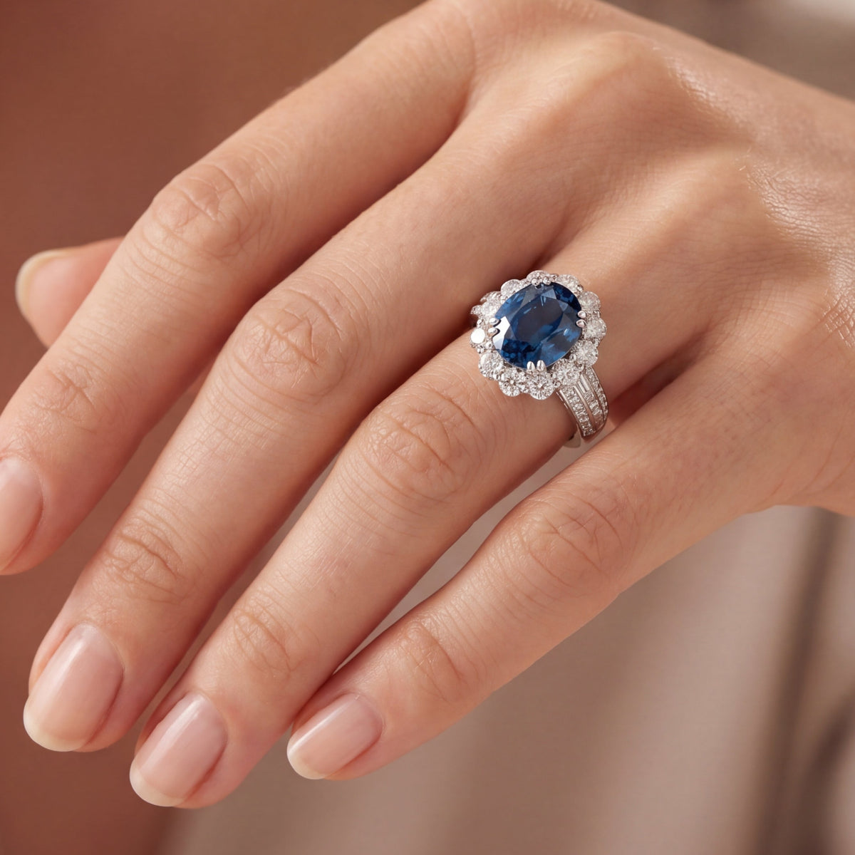The Midnight Blue Ceylon Sapphire Ring 7CT, view 2 — Levendi Jewellers